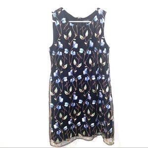Tahari Embroidered Floral Vine Dress embroidered lace sleeveless mini size 10